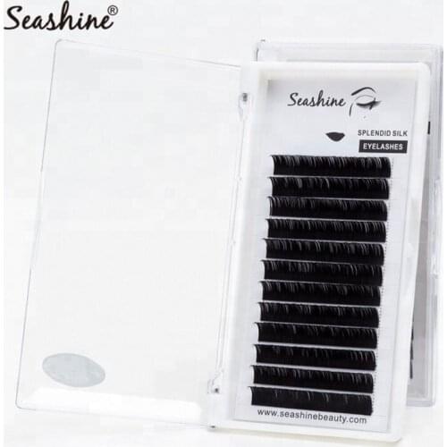 Seashine 1 tray 12 Rows individual false eyelash extension cilia synthetic lashes extension L curl 8-15mm soft eyelash extension
