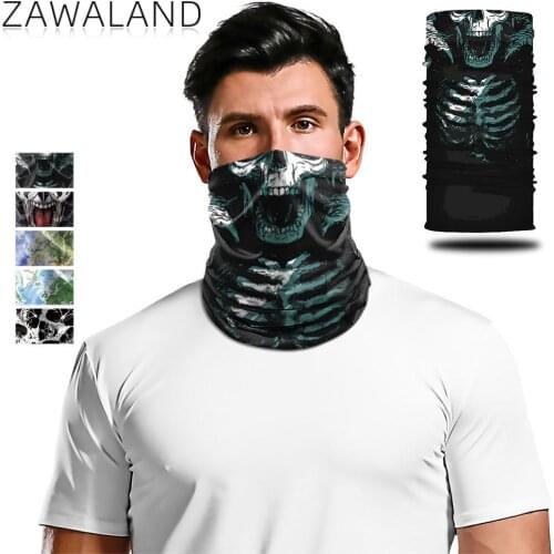 Zawaland 3D Print Magic Scarves Skeleton Skull Neck Scarf Anti-UV Outdoor Sports Multifunctional Bandana for Hiking Cycling