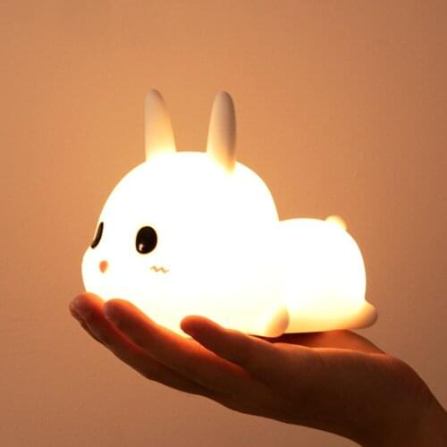 Rabbit LED Night Light Touch Remote Dimmable Timer USB Animal Soft Cartoon USB Lamps for Children Bedroom Baby Christmas Gift