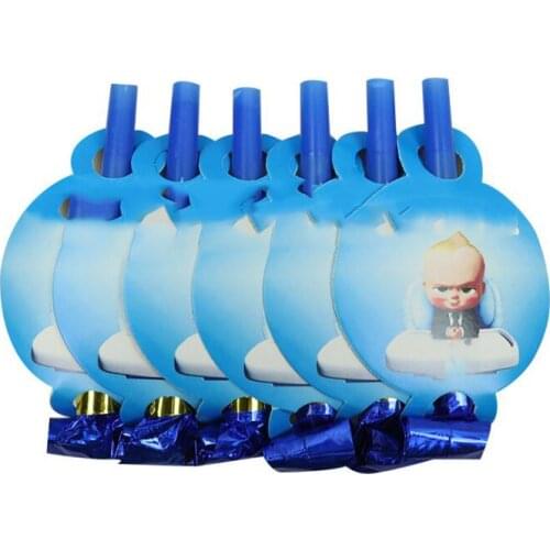Baby Shower Decoration Baby Boss Theme Blowout Kids Boys Favors Whistle Happy Birthday Events Party Noise Maker 60pcs/lot