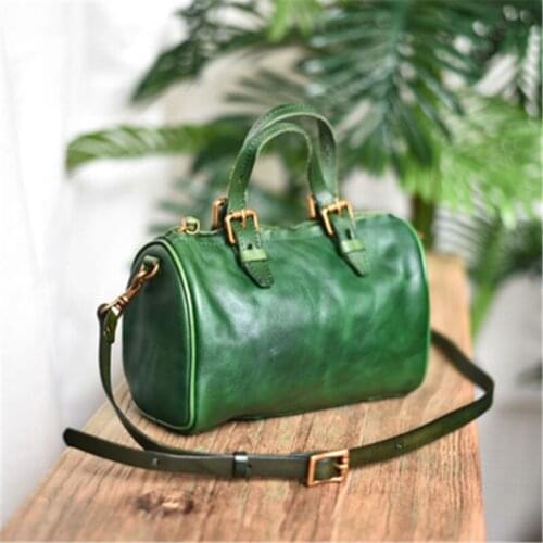 Art retro vegetable tanned Genuine leather handmade female bag head layer cowhide messenger shoulder pillow bag portable bag