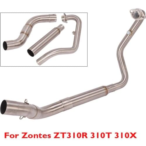 Motorcycle Exhaust Pipe Slip on 51mm Muffler Tip Front Link Tube Header Connector Section for Zontes ZT310R ZT310T ZT310X