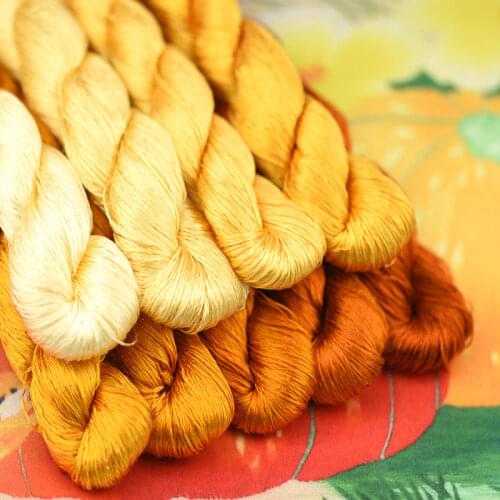 1 Color 400m Suzhou Embroidery 100% Natural Silk Embroidered Thread Silk Diy Special Silky Bright Color Line Orange Brown