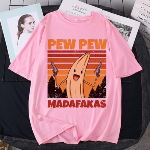 Banana Kawaii Graphic Print T-shirt Women Harajuku Aesthetic Pink Tops Casual Tshirt 2021 New Summer Fashion Y2k Female T Shirt