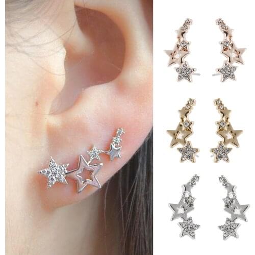 Women Drop Earrings Shiny White Zircon Exquisite Versatile Female Earring Fashion Jewelry Hot Selling Simple Stylish Star