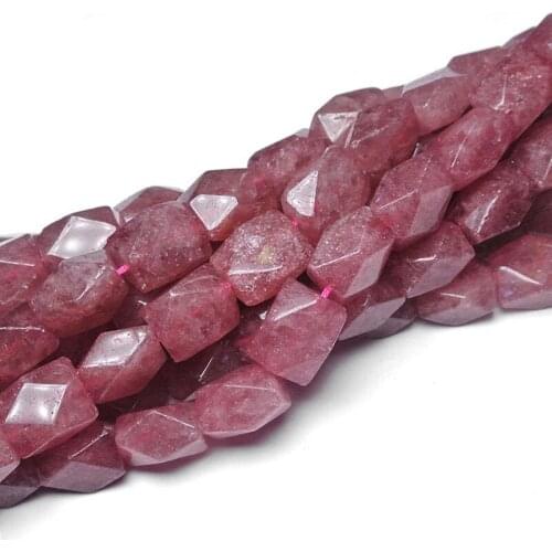 13x16mm Natural Rectangle Cuboid Pink Cherry Quartzs Beads For Jewelry Making Beads Bracelets 15'' Needlework DIY Beads