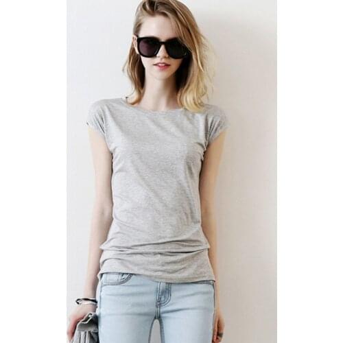 2019 Spring Summer Fashion New T-shirt womens simple halter T-shirt Slim Short Sleeved Solid Color Base Casua Coat Female W083