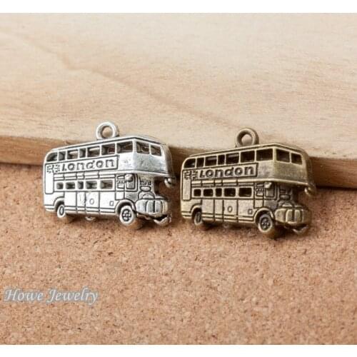 21pcs Vintage Charms London bus Pendant Fit Bracelets Necklace DIY Metal Jewelry MakingD008