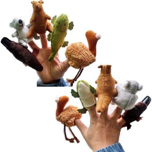 5Pcs Koala Platypus Australian Animal Finger Puppets Plush Doll Interactive Toy