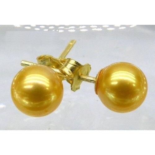 AAA+++ 10-10.5mm GOLD Perfect Round SOUTH SEA PEARLS EARRING 14K GOLD