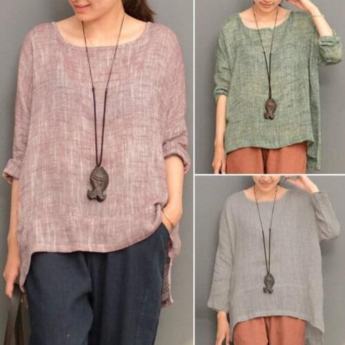 Plus Size Vintage Patchwork Tops Women Spring Long Sleeve Large size T-Shirt Autumn Ladies O-Neck Casual Loose Shirts Cropped