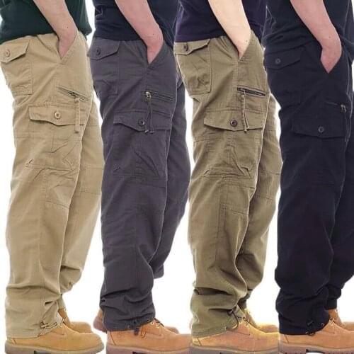 New 2019 Men Cargo Pants Multi Pockets Military Tactical Pants Men Outwear Streetwear Army Straight Slacks Casual Long Trousers
