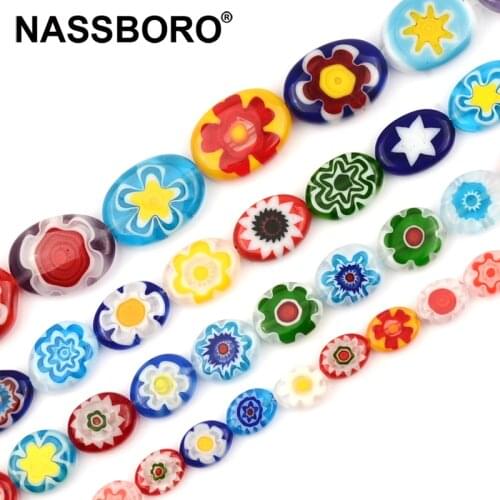Oval Shape Flower Lampwork Glazed Glass Beads for Jewelry Making Bracelet Necklace DIY Jewelry Accessories