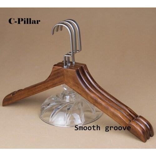 Wholesale 5PCS/Lot 38*1.4CM Womens Wood Clothes Hanger Rack Retro Space Saver Clothespins Wooden Hangers Perchas Ropa Free Ship