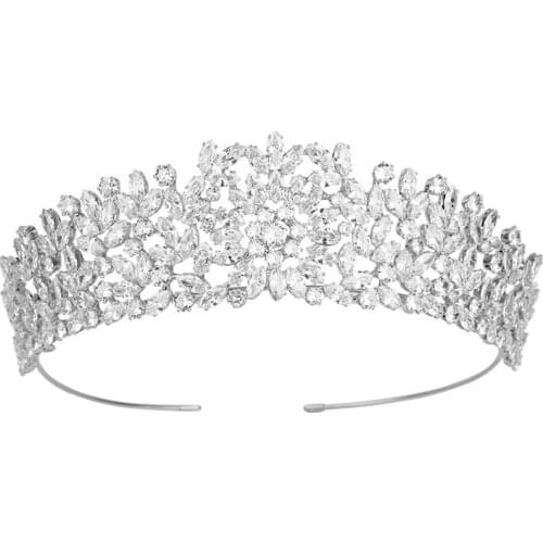 EYER AAA Cubic Zircon Sweet Princess Headbands CZ Wedding Bridal Tiaras Copper Party Hair Jewelry Accessories Pageant Headpieces