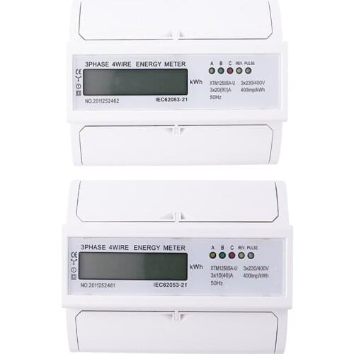 HLZS-3 Phase 4 Wire Electric Digital Kwh Energy Meter LCD Three Four Wire DIN-Rail KWh Meter 230V/400V