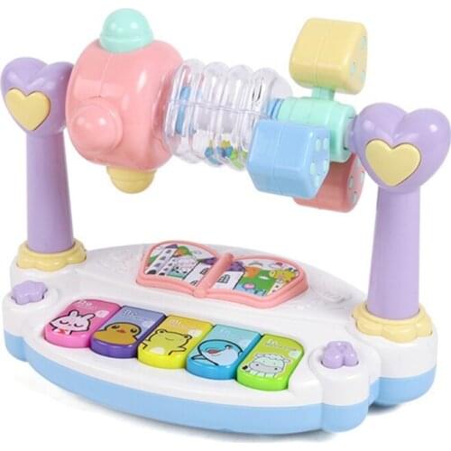 Three-character Classics Keyboard Music Rotating Piano, Cute Rat Fight Education Toys for Toddlers, Kids and Children 69HE