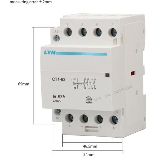 4P AC Contactor 63A household contactor 24V 110V 220V 240V 400V~ 4NO 50/60Hz 35mm din rail CT1-63 New type 4pole 4NC 2NO2NC