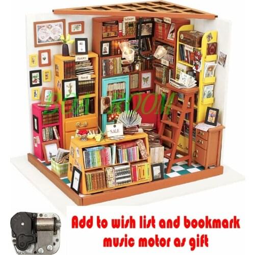 DIY Doll House Miniature Dollhouse Book Store Model Wooden Toy Furnitures Casa De Boneca Dolls Houses PoppenHUIS Birthday Gift