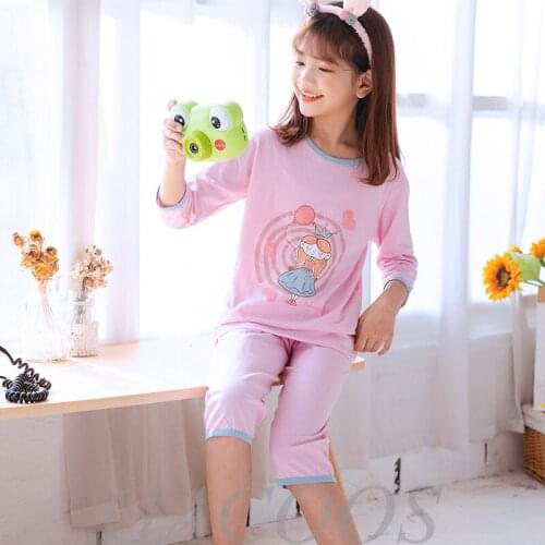 Summer Girls Clothes Childrens Pajamas Half Sleeves Pyjamas Kids 2pcs Cartoon Pajamas For Girls Boys Baby Sleepwear Nightwear