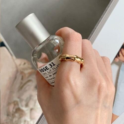 Minimalist Gold Color Bamboo Knot Ring For Women Men Cute Fashion Jewelry 2020 Accessories Gift Wholesale