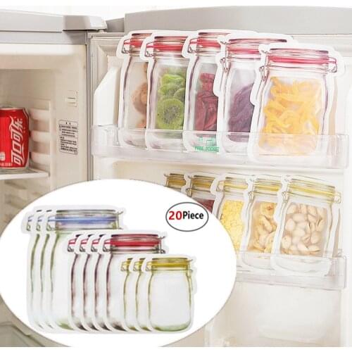 20pcs Candy Cookies Bag Reusable Snack Saver Bag Moistureproof Zipper Sealed Kitchen Organizer Leakproof Food Storage Bag