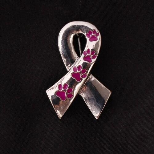 Fashion Simple Letters Design Brooches Scarf Shaped with Purple Dog Paws Cat Kitten Claw Brooches Pins For Sweater Pin Gifts