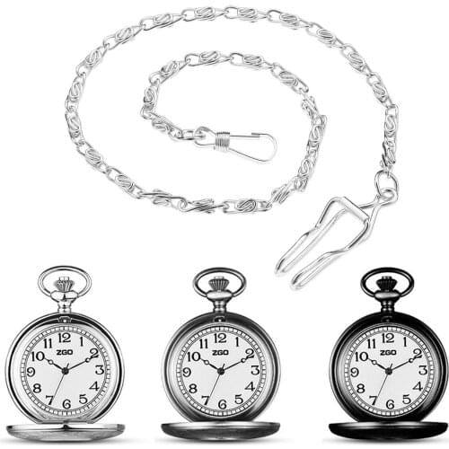 Men Women Vintage Pocket Watch Key Chain Elegant Metal Plated Vest Waistcoat Holder Necklace Jean Belt Decor Lobster Claw Links