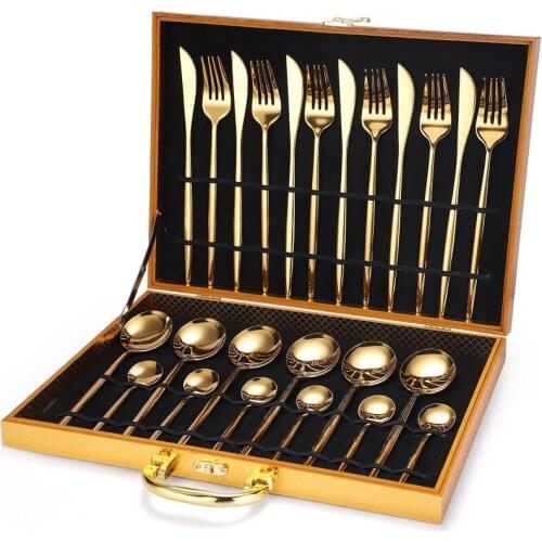 Innerware Set Stainless Steel Dinner Knife Fork White Gold Cutlery Set Pink With Giftbox WY72209