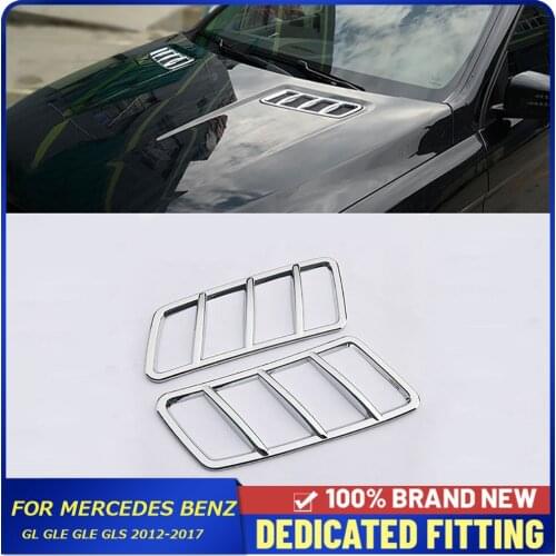 For Mercedes Benz GL GLE GLE GLS 2012 to 2017 ABS Chrome Front Hood Air Vent Outlet Trims Cover Sticker