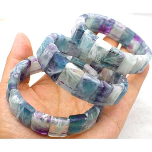 Natural Colorful Feather Fluorite Quartz Wings Bracelet Rectangle Beads Wealthy 12x16mm Bracelet AAAAA