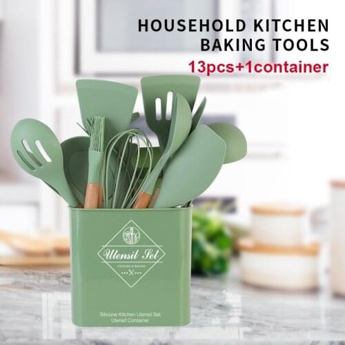 New Silicone Cooking Utensils Set Cooking Tools Set Premium Silicone Kitchen Accessories Tools With Storage Bucket Kitchenware