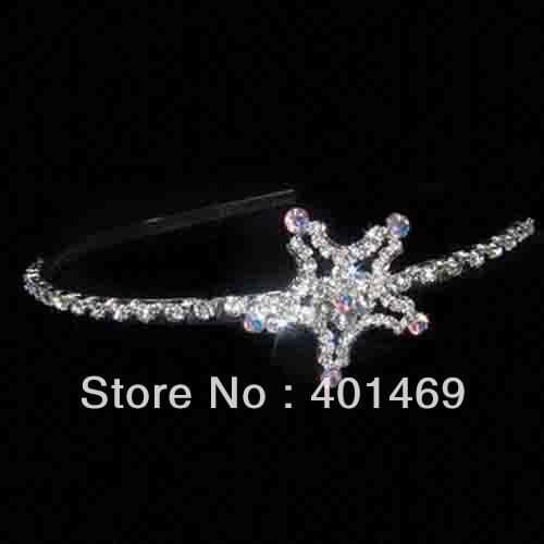Wholesale silver color rhinestone star charm metal hair band fashion wedding bridal headwear ornament jewelry accessory