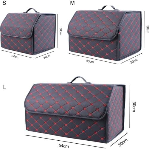 Car Trunk Organizer Box Large Capacity Auto Multiuse Tools Storage Bag Stowing Tidying Leather Folding For Emergency Storage Box