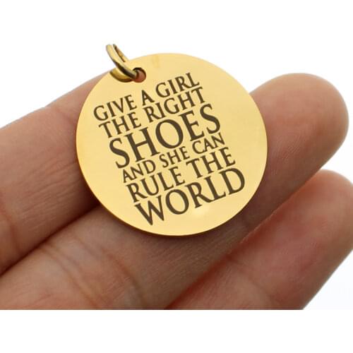 Ladyfun Stainless Steel Charms- Give A Girl The Right Shoes And She Can Conquer The World Charm Pendant DIY Jewelry Findings
