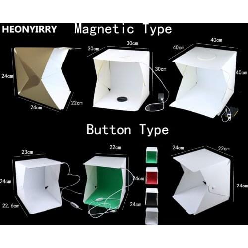 Portable Folding Studio Diffuse Soft Box Lightbox With LED Light Black White Photography Background Photo Studio box Light box