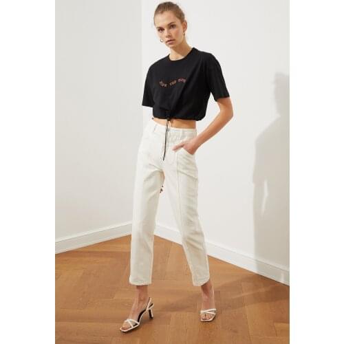 Trendyol Waist Detail High Bel Straight Jeans TWOSS20JE0425