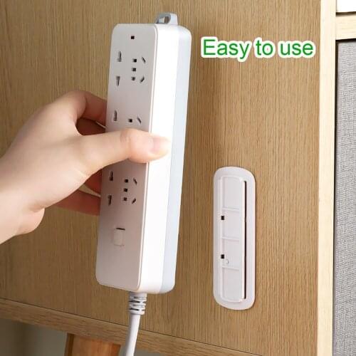Power Strip Holder Cable Wire Organizer Self-Adhesive Socket Fixer Home Storage Punch-free Plug Fixer ABS