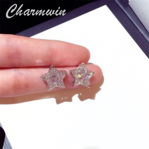 Charmwin New Stud Earrings For Women Earrings Rhinestones Stars Earrings Women Fashion Jewelry