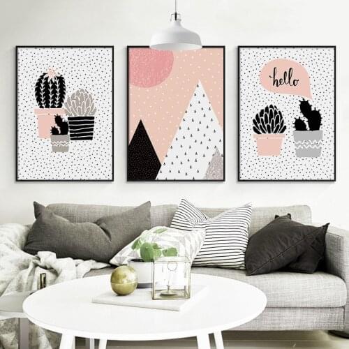 Nordic abstract mountain potted Wall Art Canvas Poster and Print Canvas Painting Decorative Picture for Living Room Home Decor