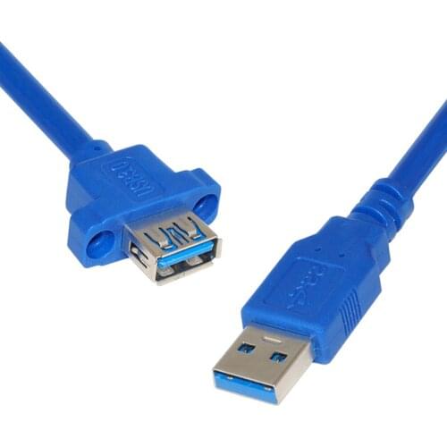 USB 3.0 A Type Male to Female Extension Cable with Panel Mount Screws Holes