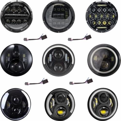 Universal 7" Led Car Motorcycle Headlight H4 Phare Farol Moto Headlamp Head Light For Harley Softail Cafe Racer Chopper Honda