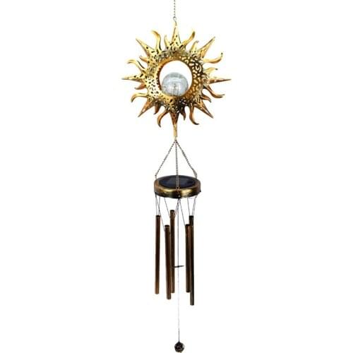 Sun Solar Wind Chimes for Outside Hanging Lamp LED Lights Sympathy Wind Chimes for Garden Patio Yard Porch Decor