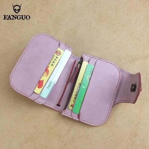 Vintage Genuine Leather Mens Wallet Mini Thin Wallet For Ladies Multi-card Holder Bag Small Coin Zipper Purse Short Billfold