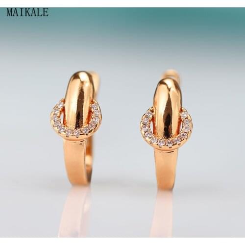 MAIKALE Fashion Cute Stud Earrings for Women Cubic Zirconia Zircon Earring Earstud Geometric Alloy Clip on Earing Korean Jewelry