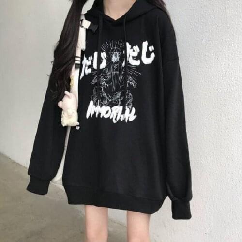 Women Y2K loose Korean style Japan Anime Print Pullovers Hoodie Loose Sweatshirt Punk Streetwear Harajuku Hoodie clothes album