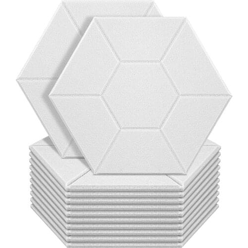 12 Pack Sound Proof Padding Acoustic Panels,Hexagon Sound Proofing Absorbing Panel High Density Beveled Edge Wall Panels