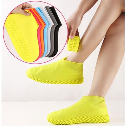 1 Pair Waterproof Shoe Cover Silicone Material Unisex Rain Boots Thickened Slip-resistant For Indoor Outdoor Rainy Days Reusable