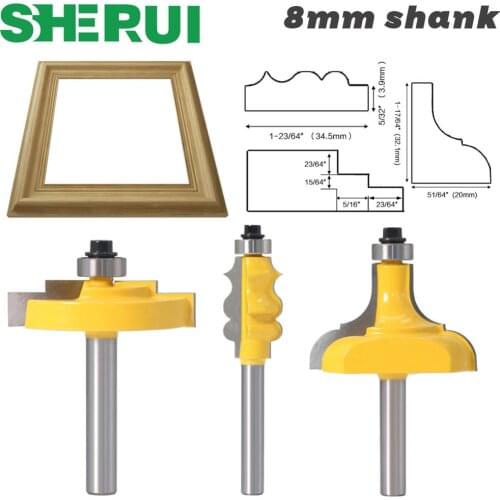1PC 8mm Shank Picture Frame / Molding Router Bit - Large Trimming Wood Milling Cutter for Woodwork Cutter Power Tools