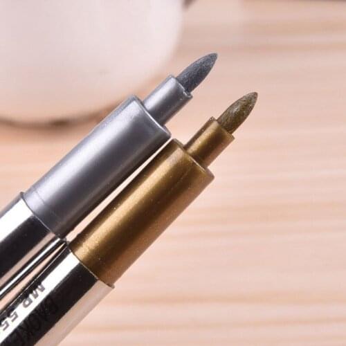 1pcs Gold Silver Marker Pen Waterproof Markers Paint Metal Face Permanent Paint Marker Pen